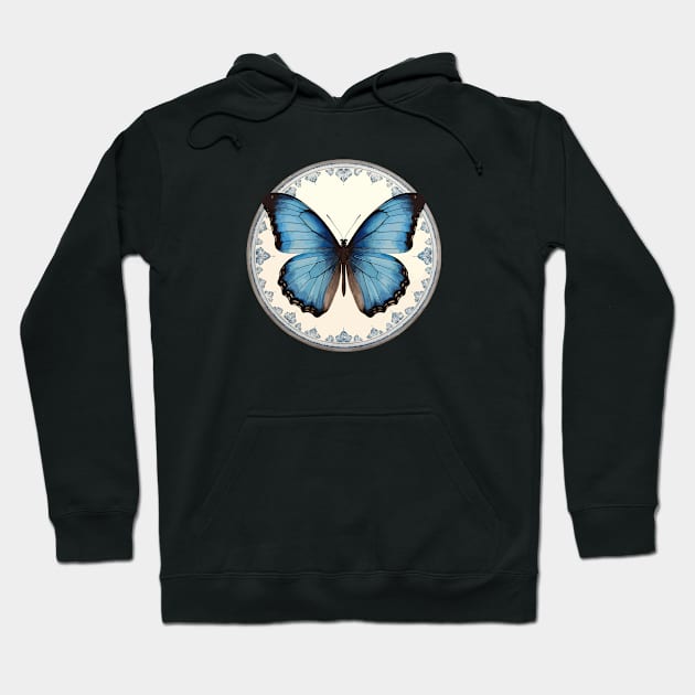 Blue Morpho Butterfly Hoodie by Onceer